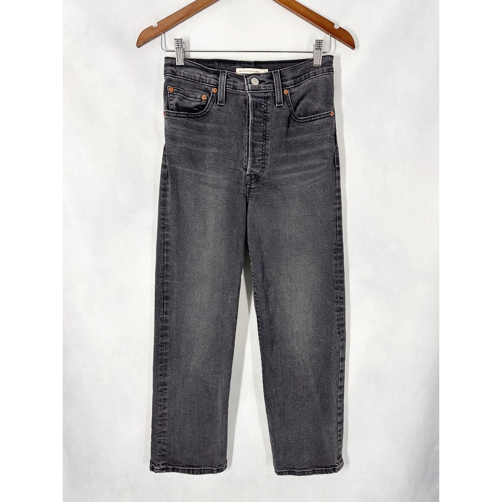 Levi's Ribcage Straight Ankle Faded Black Jeans Women's Size 27 Button Fly